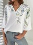 Casual Flojo Floral Cuello Pico Camisa