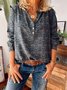 Casual Retro Cuello Pico Floral Estampado Blusa