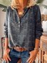 Casual Retro Cuello Pico Floral Estampado Blusa