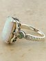 Retro Blanco Ópalo Antiguo Plateado Anillo