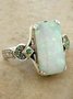 Retro Blanco Ópalo Antiguo Plateado Anillo
