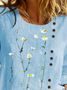 Talla Grande Casual Floral Manga Larga Top