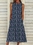 Talla Grande Sin Mangas Escote Redondo Floral Vestido