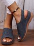 Boho Patrón Perforado Hueco Velcro Retro Sandalias