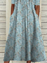Boho Mujer Azul Talla Grande Floral Vestido Largo