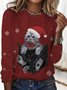 Flojo Escote Redondo Casual Navidad T-Camisa