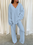 Color Puro Comodidad Simple Pijamas para Mujer/Conjuntos de Invierno Flojo Regular Dos Piezas Trajes