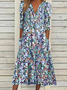 Floral Cuello Pico Casual Manga Media Vestido