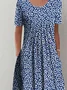 Casual Escote Redondo Floral Flojo Vestido
