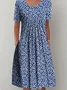 Casual Escote Redondo Floral Flojo Vestido