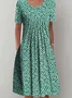 Casual Escote Redondo Floral Flojo Vestido