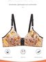 Respirable Estampado Floral Frente Botón Talla Grande Sujetador