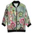 Floral Casual Otros Cremallera Chaqueta