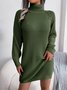 Casual Con Cuello Alto Liso Suéter Vestido