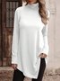 Casual Liso Con Cuello Alto Manga Larga Camiseta