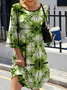 Casual Floral Escote Redondo Vestido con no