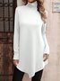 Casual Liso Con Cuello Alto Manga Larga Camiseta