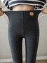 Casual Liso Lana Natural Largo Legging