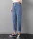 Liso Hebilla Bolsillos Casual Mezclilla Pantalones Vaqueros