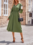 Casual Primavera / Otoño Diario Midi Vestido Albaricoque Liso