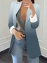 Cuello de Solapa Manga Larga Ombre Regular Flojo Chaqueta para Mujeres