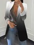 Cuello de Solapa Manga Larga Ombre Regular Flojo Chaqueta para Mujeres