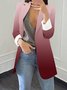 Cuello de Solapa Manga Larga Ombre Regular Flojo Chaqueta para Mujeres