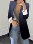 Cuello de Solapa Manga Larga Ombre Regular Flojo Chaqueta para Mujeres