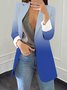 Cuello de Solapa Manga Larga Ombre Regular Flojo Chaqueta para Mujeres
