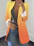 Cuello de Solapa Manga Larga Ombre Regular Flojo Chaqueta para Mujeres
