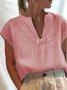Simple Flojo Cuello Pico Con Lazo Liso Camisa