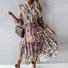 Casual Primavera / Otoño Diario Maxi Vestido Albaricoque Floral