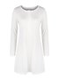 Casual Primavera / Otoño Diario Midi Vestido Blanco Liso
