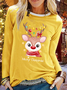 Casual Bloque de color Escote Redondo Manga Larga Camiseta