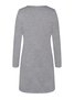 Casual Primavera / Otoño Diario Midi Vestido Blanco Liso