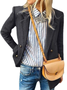 Con Cuello de Chal Manga Larga Liso Regular Microelasticidad Regular Ajuste Chaqueta para Mujeres