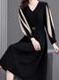 Casual Primavera / Otoño Fiesta Midi Vestido Negro Junta Dividida Liso