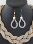 Tejidas a mano a Torcedura Metal Grueso Cadena Retro Collar Aretes Traje