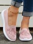 Deportes Floral Respirable Slip-On Tacón Plano Zapatos tejidos con mosca Bordado
