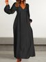 Casual Primavera / Otoño Diario Maxi Vestido Albaricoque Liso
