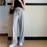Casual Liso Natural Largo pantalones rectos