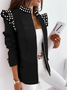 Cuello de Solapa Manga Larga Animal Regular Microelasticidad Regular Ajuste Chaqueta para Mujeres