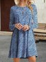 Vacación Primavera / Otoño Diario Corto Vestido Azul Floral