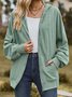 Capucha Manga Larga Liso Cremallera Regular Microelasticidad Flojo Chaqueta para Mujeres