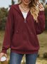 Capucha Manga Larga Liso Cremallera Regular Microelasticidad Flojo Chaqueta para Mujeres
