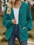 Capucha Manga Larga Liso Cremallera Regular Microelasticidad Flojo Chaqueta para Mujeres