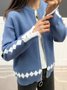 Mujeres Lana / Tejer Geométrico Manga Larga Cómodo Casual Cremallera Cárdigan