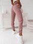 Casual Rayas Largo Banda Elástica Pantalón