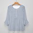 manga tres cuartos Rayas Hebilla Regular Microelasticidad Flojo Túnico Camisa para Mujeres