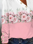 Casual Floral Asimétrico Manga Larga Camiseta